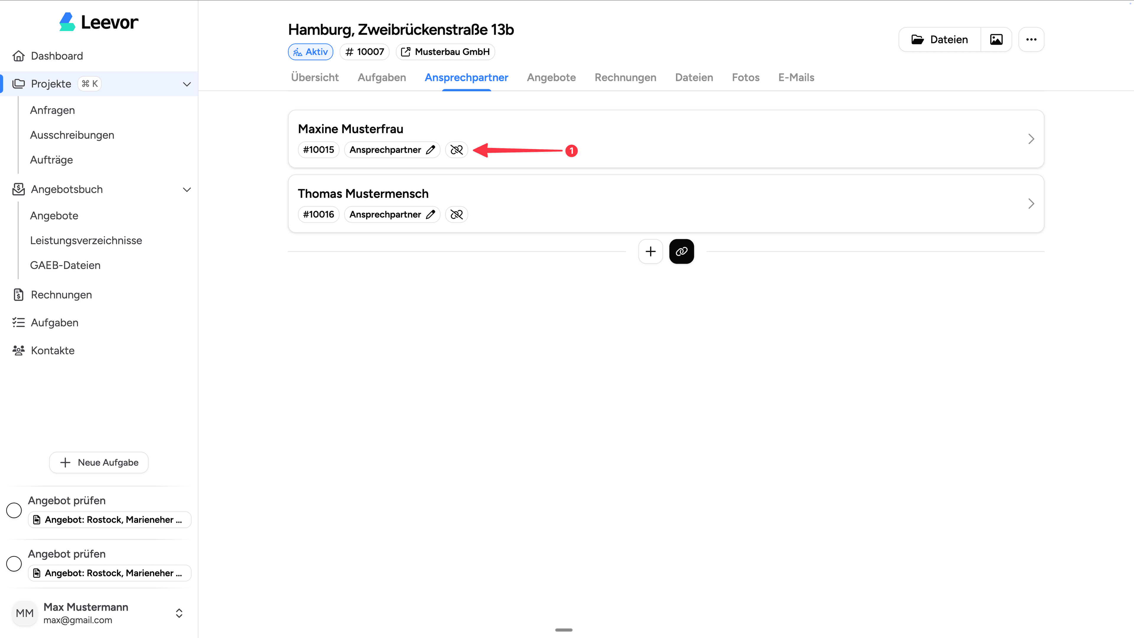 Ansprechpartner entfernen