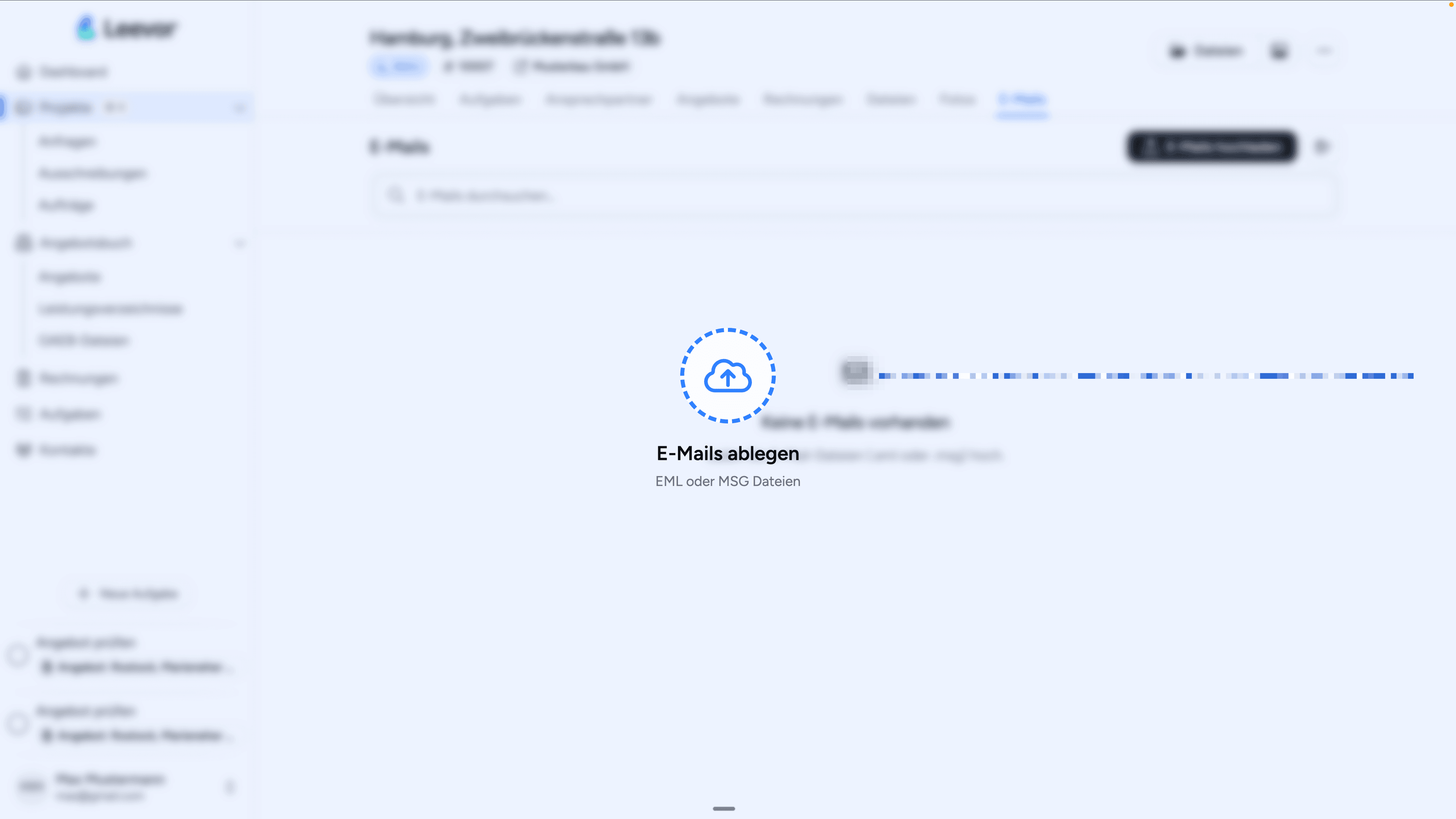 E-Mails per Drag & Drop hochladen