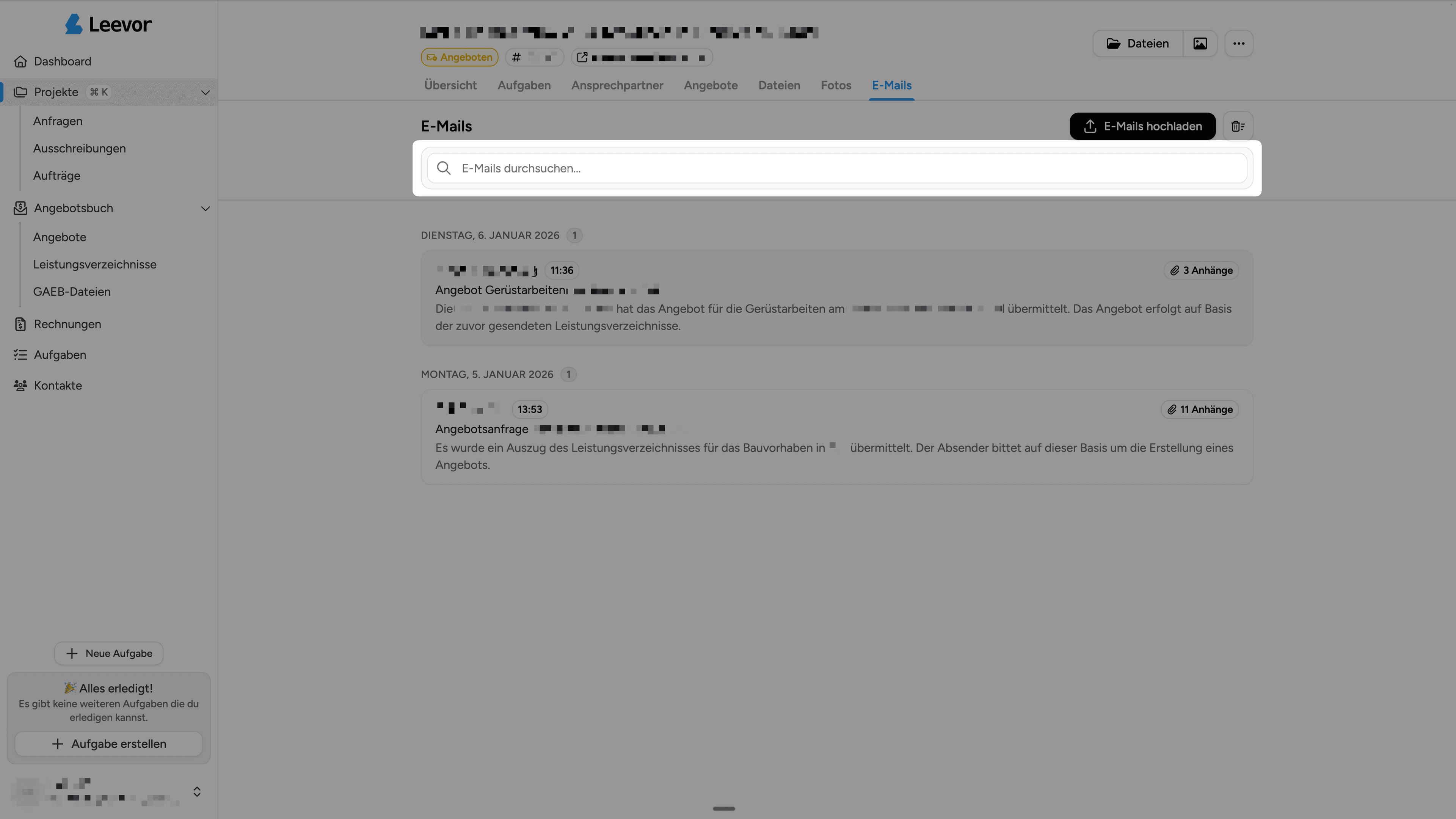 E-Mails durchsuchen