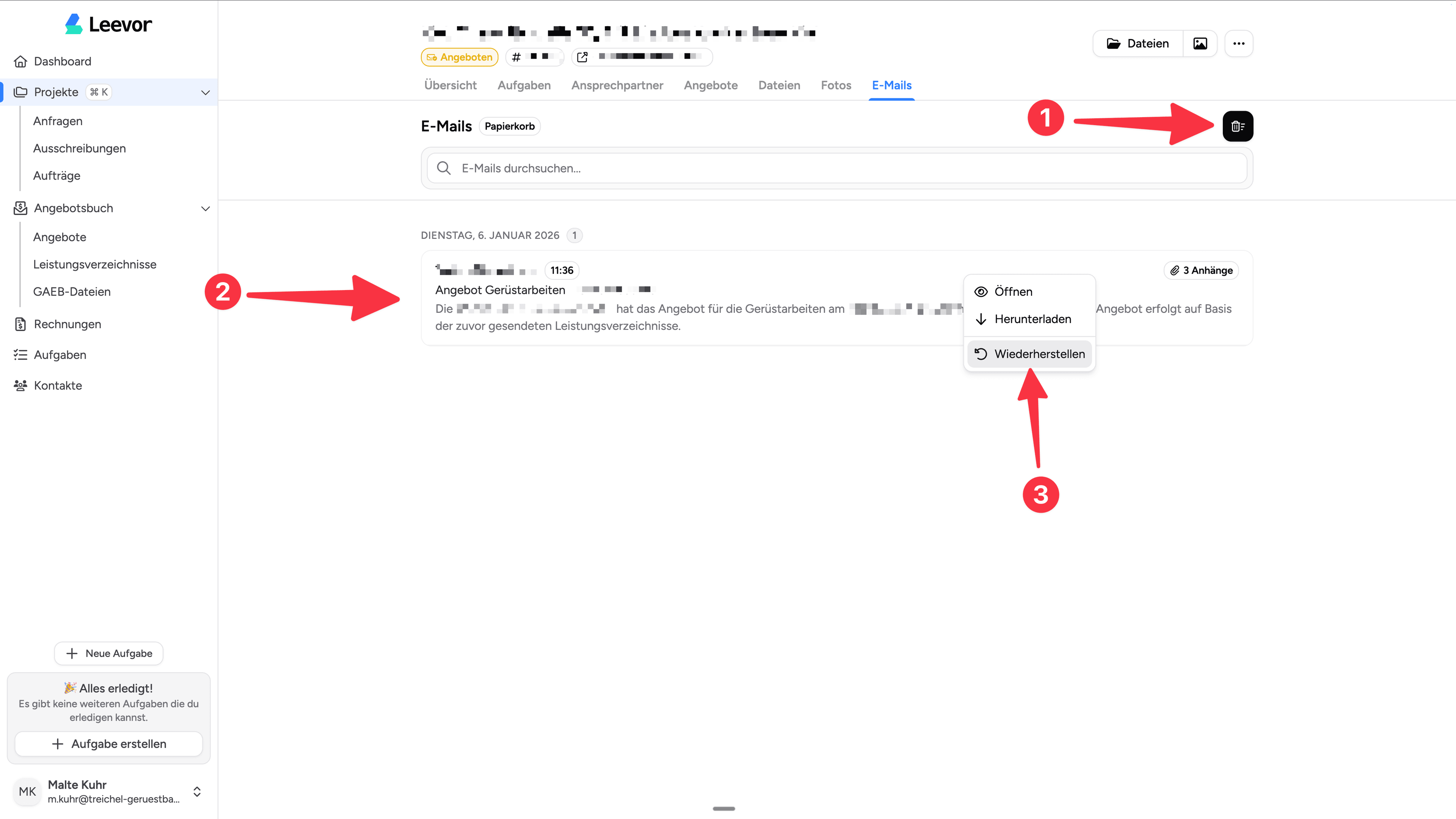E-Mail wiederherstellen
